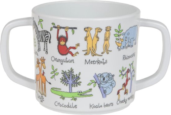 Jungle dieren kinder servies set melamine (vakjesbord + trainingsbeker + bestek) - Tyrrell Katz van Jung — afbeelding 3