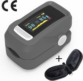 Oximeter - Saturatiemeter - Hartslagmeter - Zuurstofmeter Vinger - Pulse Oximeter  Professioneel - Inclusief Opberghoes en Draagkoord - CE keurmerk - FDA en TÜV goedgekeurd - Grijs