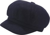 Baret damespet met klepje kleur donkerblauw maat one size