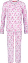 Luxe mooie zacht roze Girly Pyjama Set van Hanssop met verfijnde rand details en luxe knoop sluiting, Meisjes pyjama, roze bloem print, maat 128
