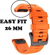 Firsttee - Siliconen Horlogeband - EASY FIT - 26 MM - Voor GARMIN - ORANJE - Horlogebandjes - Quick Release - Easy Click - Garmin – Fenix 5X – Fenix 6X - Fenix 3 - Horloge bandje -