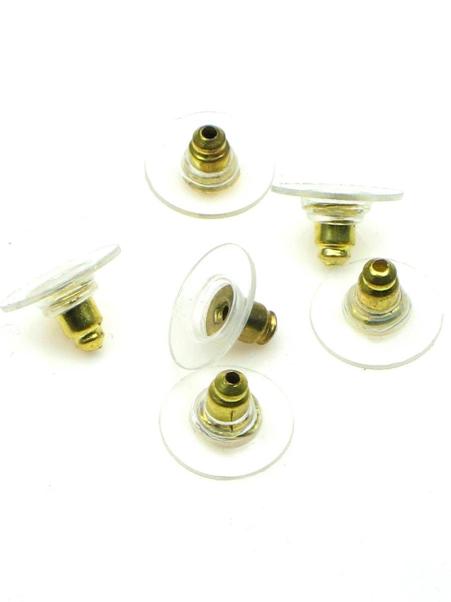 12 Oorbel achterkantjes in goudkleur met plastic ring zeer geschikt voor steker oorbellen, oorbel stoppertjes
