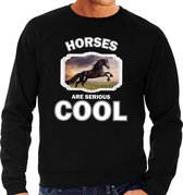 Dieren paarden sweater zwart heren - horses are serious cool trui - cadeau sweater zwart paard/ paarden liefhebber M