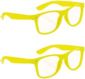 20x stuks neon verkleed party brillen fel geel voor volwassenen