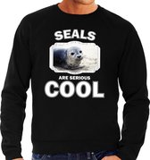 Dieren grijze zeehond sweater zwart heren - seals are serious cool trui - cadeau sweater grijze zeehond/ zeehonden liefhebber M