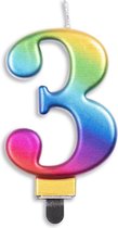 Wefiesta Cijferkaars 3 Metallic Rainbow 5,5 X 7,8 X 1,4 Cm Wax