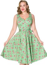 Sheen Freya Floral 50's Swing Jurk Groen