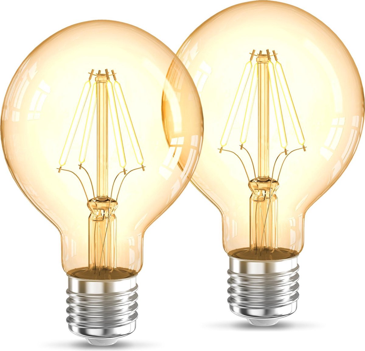 B.K.Licht - Filament lamp - led lichtbron - kooldraadlampen - globe - retro led lamp - E27 - G80 Edison - 2.200K - 4W - 320lm - amber kleur - set van 2