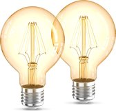 B.K.Licht - 2 Ampoules LED - filament - lampe rétro - 2200K - G80 Edison - source lumineuse - E27 - 4W - 320lm - intensité lumineuse - filament - lot de 2