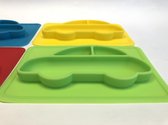 Handige siliconen bordjes in auto motief 4 stuks| Kinderservies |Babybordje | Kinderbordje | groen/blauw/geel/rood | BPA en PVC vrij bord  4 stuks