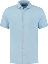 GENTS - Polo knitted full button l-blauw Maat L - Polo Shirt Heren - Poloshirts