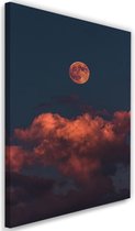 Schilderij Rode wolken, volle maan, 2 maten, Premium print