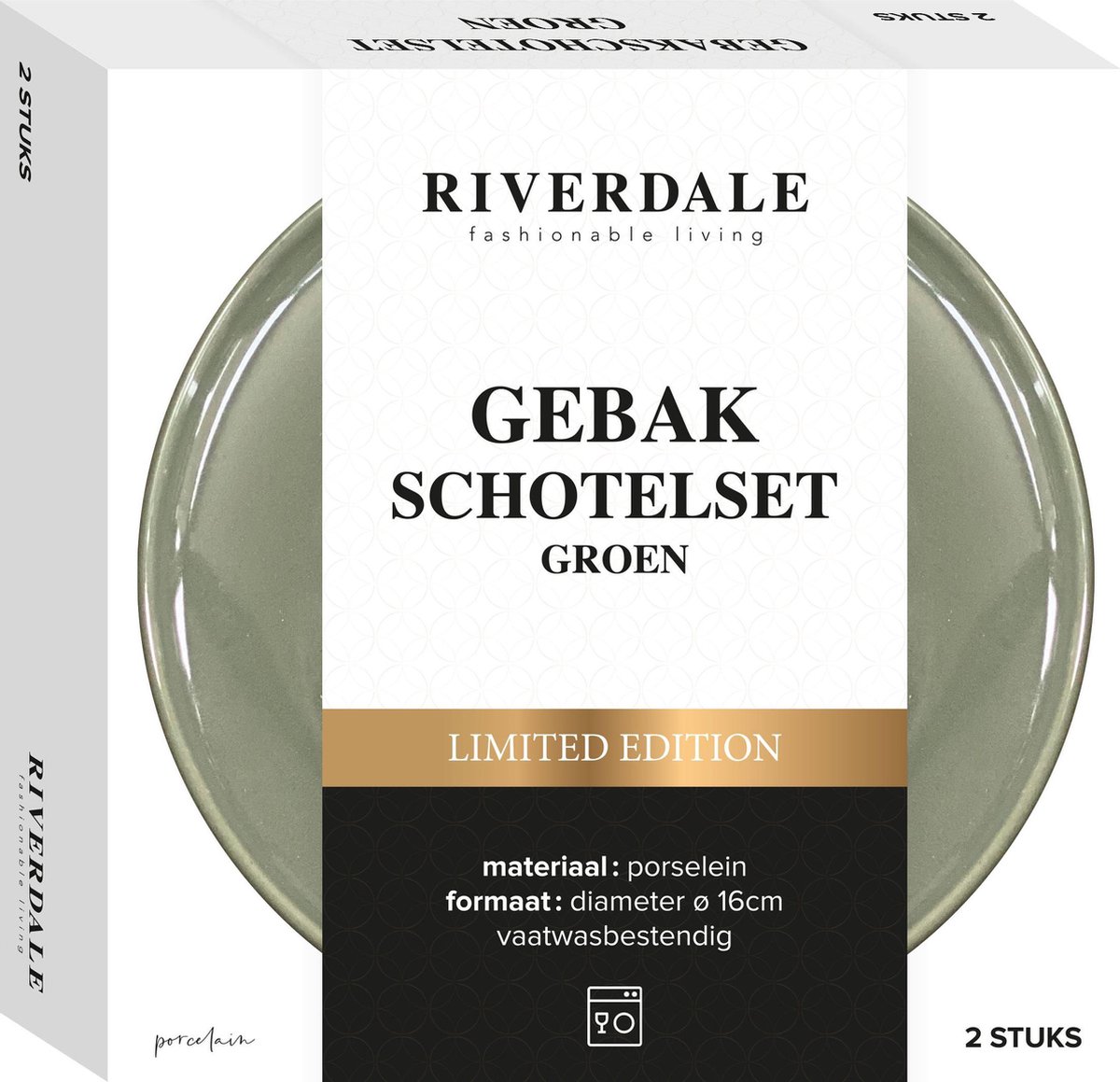 Riverdale Endless servies - gebaksbord 16cm groen set 2 stuks
