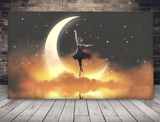 Ballerina dansed bij de maan en de sterren Canvas 120 x 60 cm