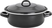 Lite-Body - Magnus Braadpan 28cm/3,5l met deksel - Emaille - Inductie - Zwart