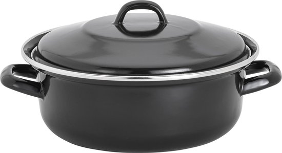 Pijnboom eenheid Trouwens Lite-Body - Emaille - Magnus Braadpan 28cm/3,5l met deksel - Inductie -  Zwart | bol.com