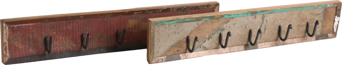 Raw Materials Scrapwood Kapstok - 5 Haken - 80x3x13 cm - Gerecycled hout