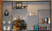 Stalen wandrek - massief rek - kast van staal - industrieel vakkenkast - roomdivider - zwart | MP Glas & Design