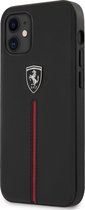 Zwart hoesje Ferrari - Backcover - iPhone 12 Mini - Rode streep