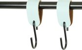 2x Leren S-haak hangers - Handles and more® | LICHTBLAUW - maat M  (Leren S-haken - S haken - handdoekkaakje - kapstokhaak - ophanghaken)
