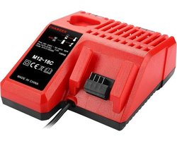 M12 - M14 - M18 Lader geschikt voor Milwaukee, compatibel met NI-CD, NI-MH en Li-ion accu's