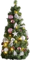 Star Trading Mini versierde Kerstboom "Noel" - H 65cm - rose / zilver - 42 LED's - op batterijen
