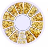 Nail art 3D | nageldecoratie | cirkelverpakking met 12 verschillende versieringen | goud