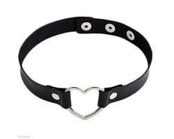 Sexy Hart Choker – Zwart Kunstleder – Verstelbaar - Miresa