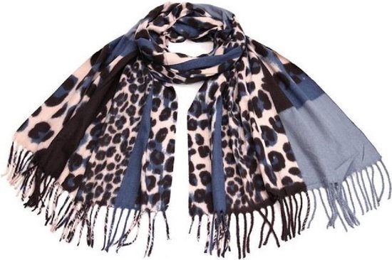 Warme dames sjaal panterprint luipaard tijgerprint - leopard - luipard blauw  | bol.com