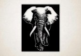 Wanddecoratie - Wandpaneel - olifant - S - 56x45cm - Zwart - muurdecoratie - Line Art