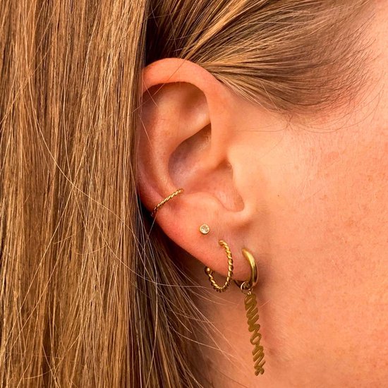 Kleine oorringen gedraaide bolletjes - goudkleurig oorbellen - voor vrouw |
