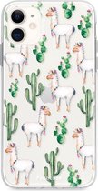 Fooncase Hoesje Geschikt voor iPhone 12 - Shockproof Case - Back Cover / Soft Case - Alpaca / Lama