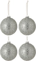 J-Line Doos Van 4 Kerstballen Parels Glas Lichtblauw Large/ Set van 2 dozen