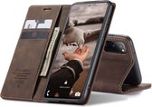 Samsung Galaxy S20 FE Bookcase hoesje - CaseMe - Effen Donkerbruin - Kunstleer