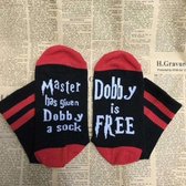 Fun sokken 'Dobby is Free' Zwart/Rood (91202)