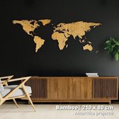 Wereldkaart van Hout - Bamboe - Extra Large (210 x 80 cm) - Antarctica projectie - wanddecoratie - design - muurdecoratie hout