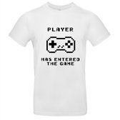 Player has entered the game | games | Tshirt | bedrukt | logo | Wit Tshirt van katoen en wasbaar