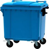 Afvalcontainer 1100 liter blauw 4 wielen