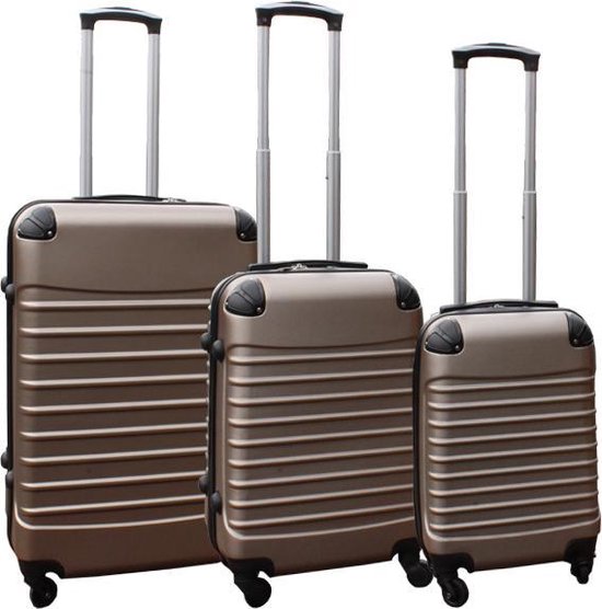 Ensemble de valises Travelerz 3 pièces avec roues et serrure à combinaison - valises à main - ABS - champagne