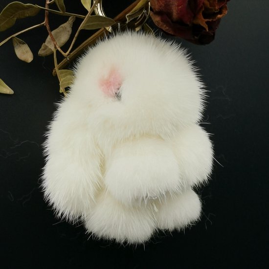 vis jongen hartstochtelijk Pluche knuffel sleutelhanger / tashanger, wit konijn, ong. 8.5x6.5x5.5 cm  (voor haar... | bol.com