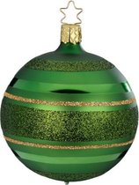 Twee Spar Groene Kerstballen met Glitterlijnen - Handgemaakt in Duitsland