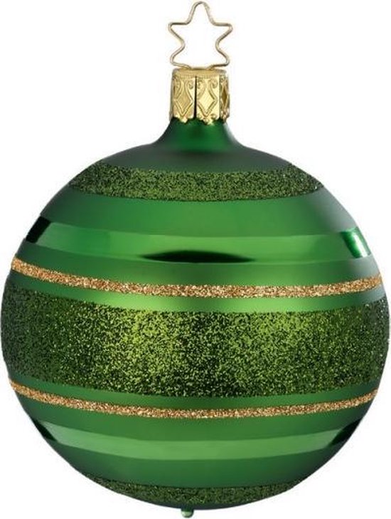 Twee Spar Groene Kerstballen met Glitterlijnen - Handgemaakt in Duitsland |  bol.com