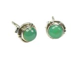 Zilveren knop oorbellen Chrysopraas 925 zilver