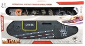Vliegdekschip groot met licht en geluid met auto en straaljagers +- Afmeting: 68x35x10,5 cm