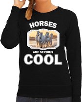 Dieren paarden sweater zwart dames - horses are serious cool trui - cadeau sweater wit paard/ paarden liefhebber XS