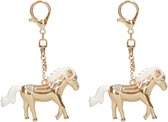 2x stuks gouden sleutelhanger paard - Paarden sleutelhangers - Speelgoed kinderen
