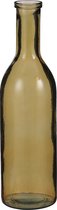 Transparante/okergele fles vaas/vazen van eco glas 15 x 50 cm - Rioja - Woonaccessoires/woondecoraties - Glazen bloemenvaas - Flesvaas/flesvazen