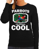 Dieren papegaaien sweater zwart dames - parrots are serious cool trui - cadeau sweater papegaai/ papegaaien liefhebber XL