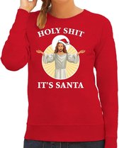 Holy shit its Santa foute Kerstsweater / foute Kersttrui rood voor dames - Kerstkleding / Christmas outfit XL