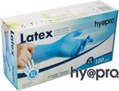 Hyapro 100 stuks Latex Maat Extra Large wegwerp handschoenen Blauw Gepoederd